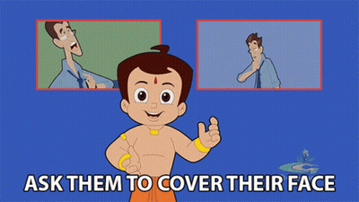 Cartoon Character Ask Them To Cover Their Face GIF