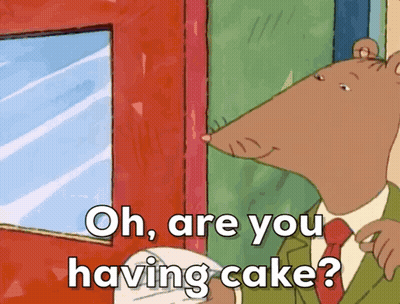 Cartoon Character Asking About Cake GIF