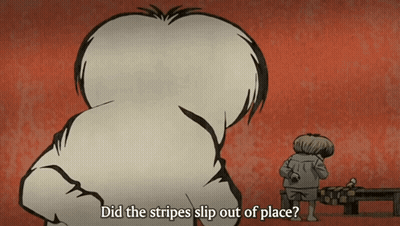 Cartoon Character Asking If Stripes Slid Out Of Place GIF