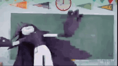 Cartoon Character At Chalkboard GIF
