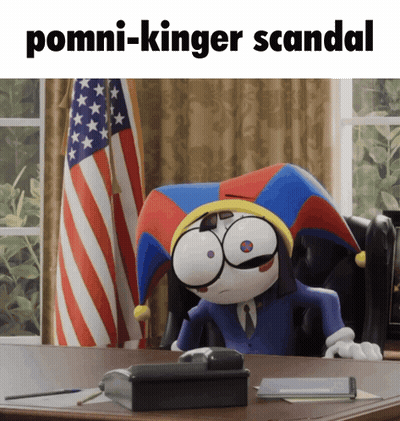 Cartoon Character At Desk Pommi-Kinger Scandal GIF