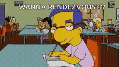 Cartoon Character At Desk Wanna Rendezvous GIF