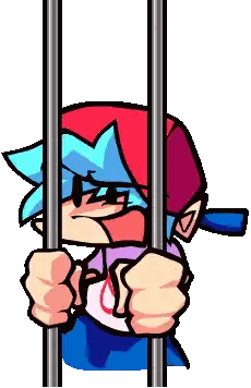 Cartoon Character Behind Jail Bars Sticker