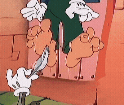 Cartoon Character Being Tickled With Feather GIF