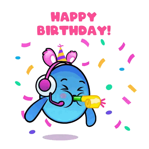 Cartoon Character Blowing Party Horn Sticker