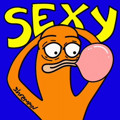 Cartoon Character Blowing Pink Bubble Saying Sexy GIF