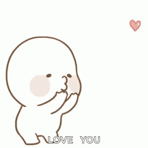 Cartoon Character Blowing Pink Hearts Love You GIF