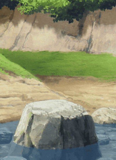 Cartoon Character By Blue Rock Sign GIF