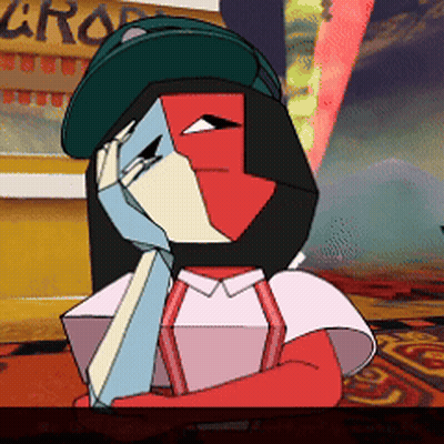 Cartoon Character By Grocery Sign GIF