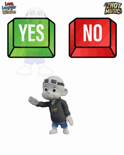 Cartoon Character By Yes And No Buttons GIF