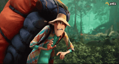 Cartoon Character Carrying Bag Saying Aves GIF