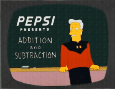 Cartoon Character Chalkboard Pepsi Presents Addition And Division GIF