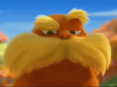 Cartoon Character Close Up With Yellow Mustache GIF