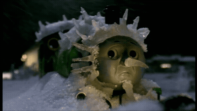 Cartoon Character Covered In Ice Looking Sad GIF