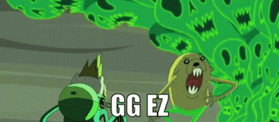 Cartoon Character Covering Face Saying GG EZ GIF
