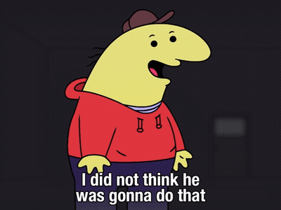 Cartoon Character Covering Face Saying I Did Not Think He Was Gonna Do That GIF
