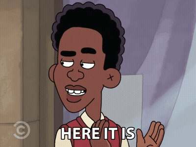 Cartoon Character Cross Forehead Says Here It Is GIF