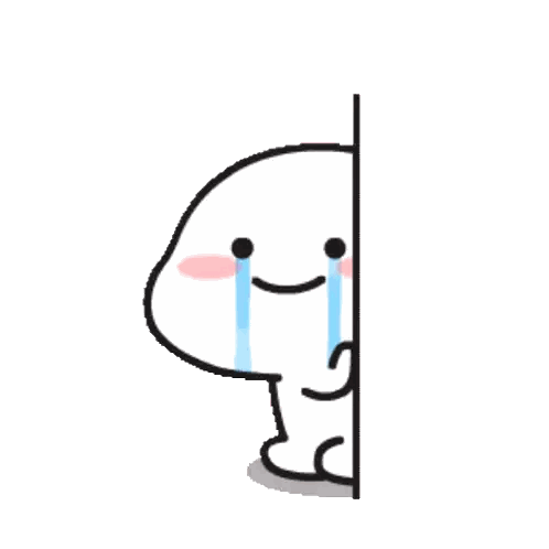 Cartoon Character Crying Behind Wall And Smiling Sticker