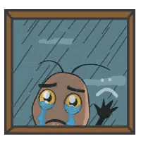 Cartoon Character Crying Looking Out Window Sticker