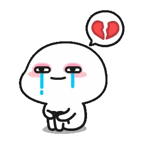 Cartoon Character Crying With Broken Heart Sticker