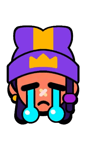 Cartoon Character Crying With Purple Hat And Yellow Crown Sticker