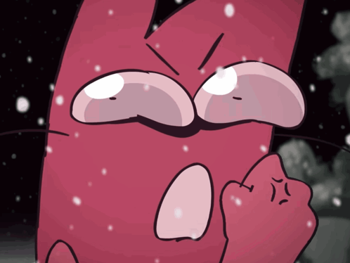 Cartoon Character Crying With Snow Falling GIF
