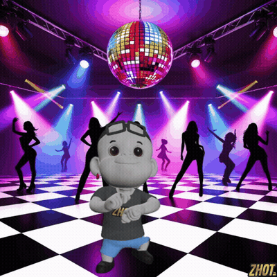 Cartoon Character Dancing Disco Ball Saying Shot GIF