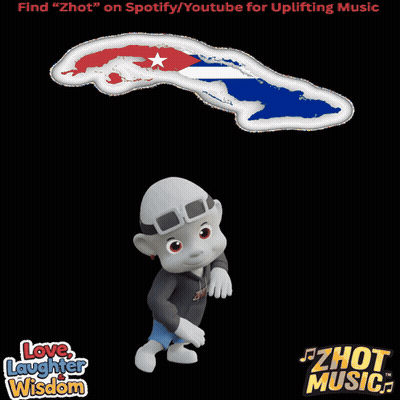 Cartoon Character Dancing In Front Of Cuban Flag GIF