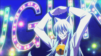 Cartoon Character Dancing In Front Of Neon Igk Sign GIF