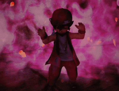 Cartoon Character Dancing In Pink With Purple Glow GIF