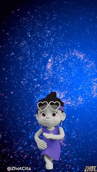 Cartoon Character Dancing In Purple Dress And Heart Sunglasses GIF