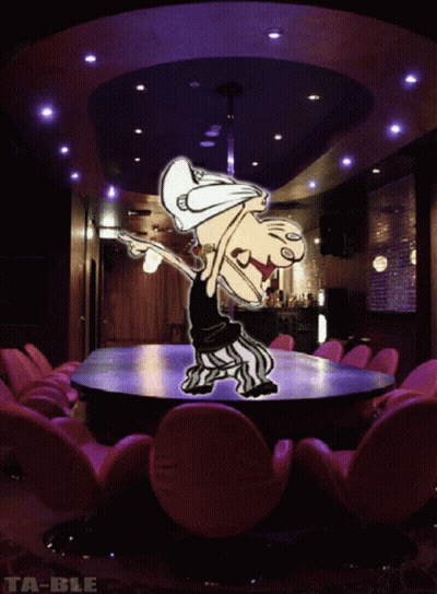 Cartoon Character Dancing In Purple Room GIF