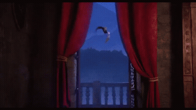 Cartoon Character Dancing In Room With Purple Smoke GIF
