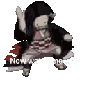 Cartoon Character Dancing Now Wait For Me Sticker