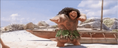 Cartoon Character Dancing On Beach Near Boat GIF