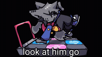 Cartoon Character Dancing On Dance Floor Saying Look At Him Go GIF