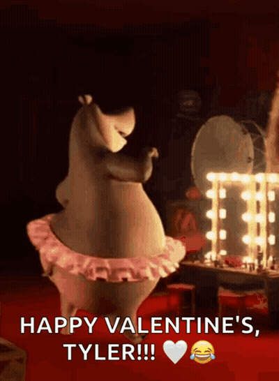 Cartoon Character Dancing Pink Tutu Happy Valentine's Tyler GIF