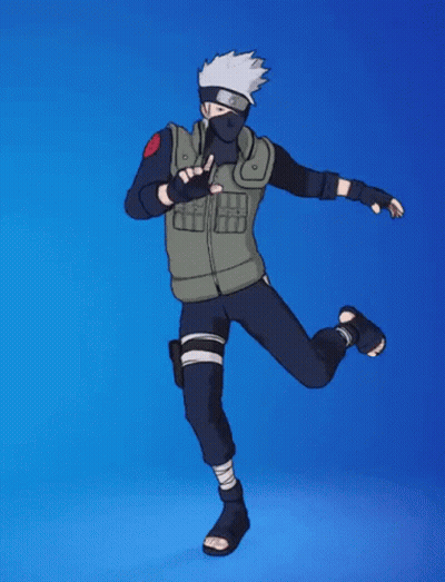 Cartoon Character Dancing With Arms Outstretched On Blue Background GIF