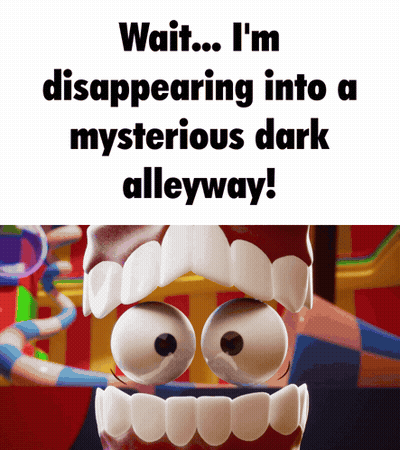 Cartoon Character Disappearing Into Mysterious Dark Alleyway GIF