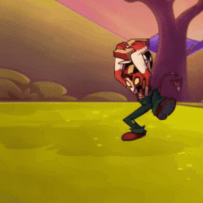 Cartoon Character Doing Handstand On Grass GIF