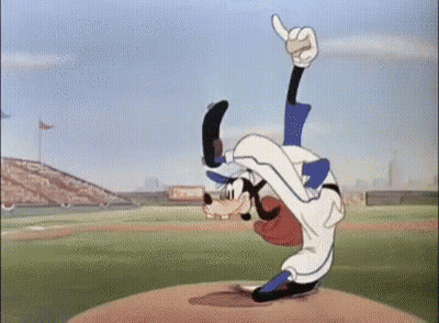 Cartoon Character Doing Handstand Playing Baseball GIF