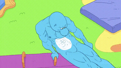 Cartoon Character Doing Push Ups On Bar GIF