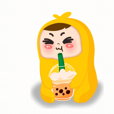 Cartoon Character Drinking From Cup With Green Straw GIF