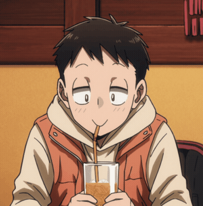Cartoon Character Drinking Through Straw Smiling GIF