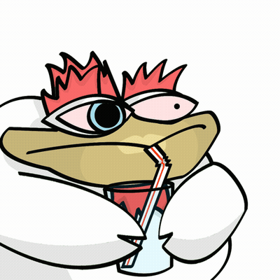 Cartoon Character Drinking Through Straw Wearing Crown GIF