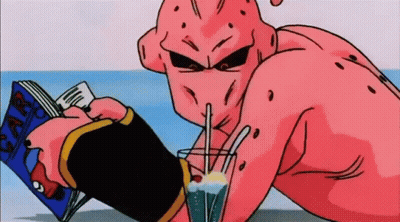 Cartoon Character Drinking With Straw And Reading Book GIF