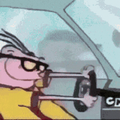Cartoon Character Driving And Smoking GIF