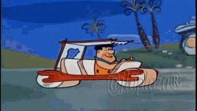 Cartoon Character Driving Canopy Car GIF