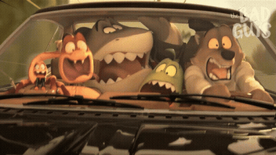 Cartoon Character Driving Car With Checkered Banner GIF