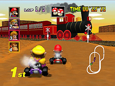 Cartoon Character Driving Race Car On Track GIF